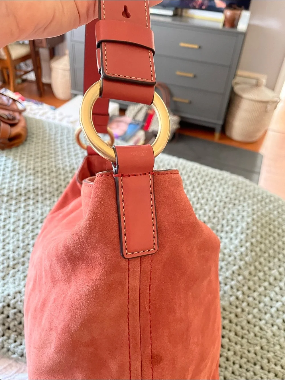 NEW! Michael Kors Suede Hobo Bag in Rust Tan with Tassel